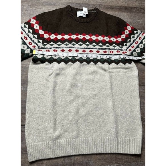 Old Navy Mens Pullover Sweater Tall Large Beige Holiday Style K8 - Picture 7 of 7